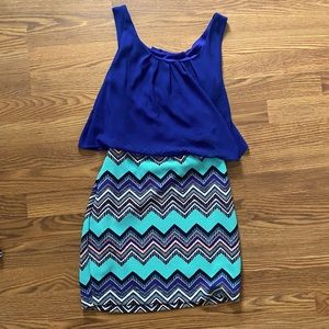Blue Chevron Dress